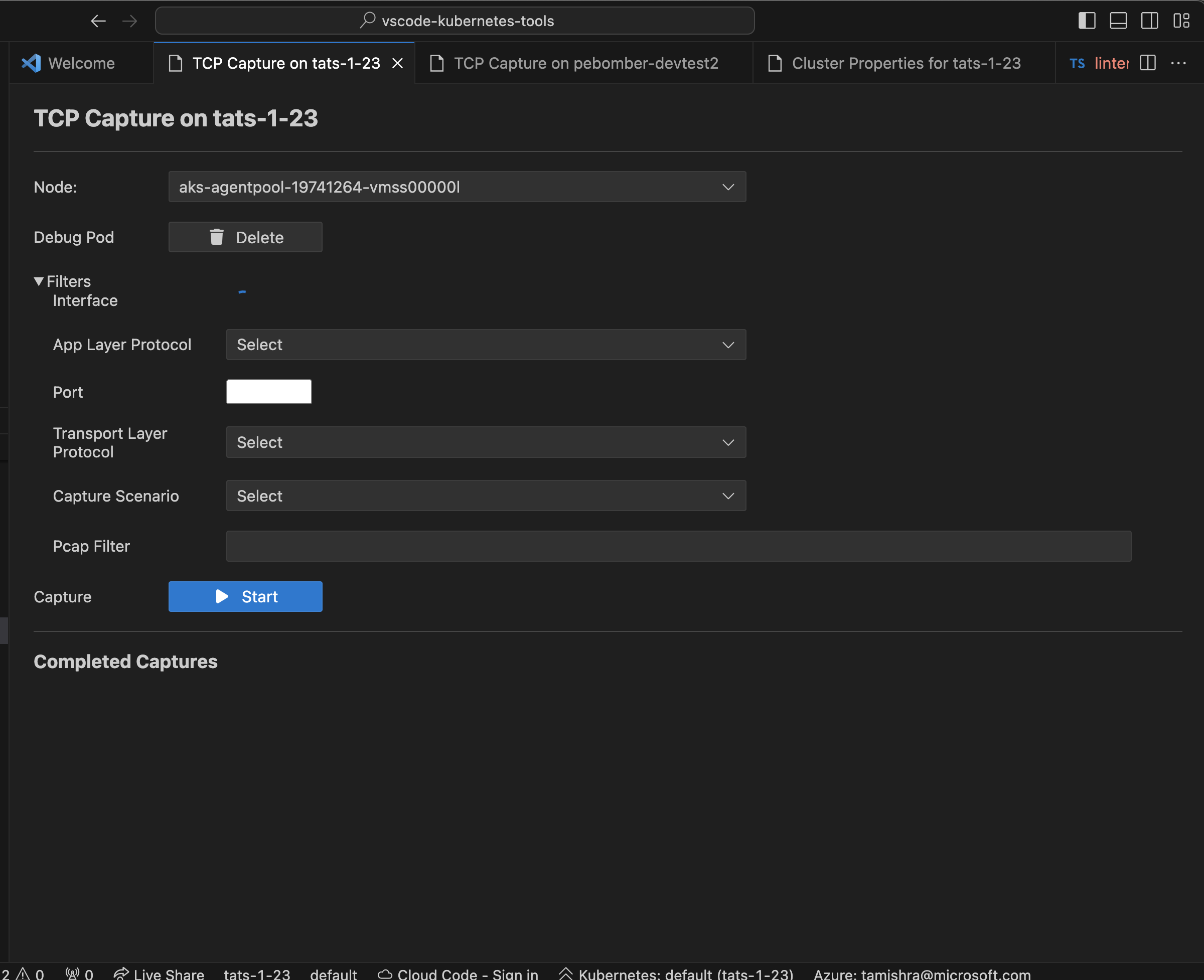 Cloud explorer tcp dump filter interface